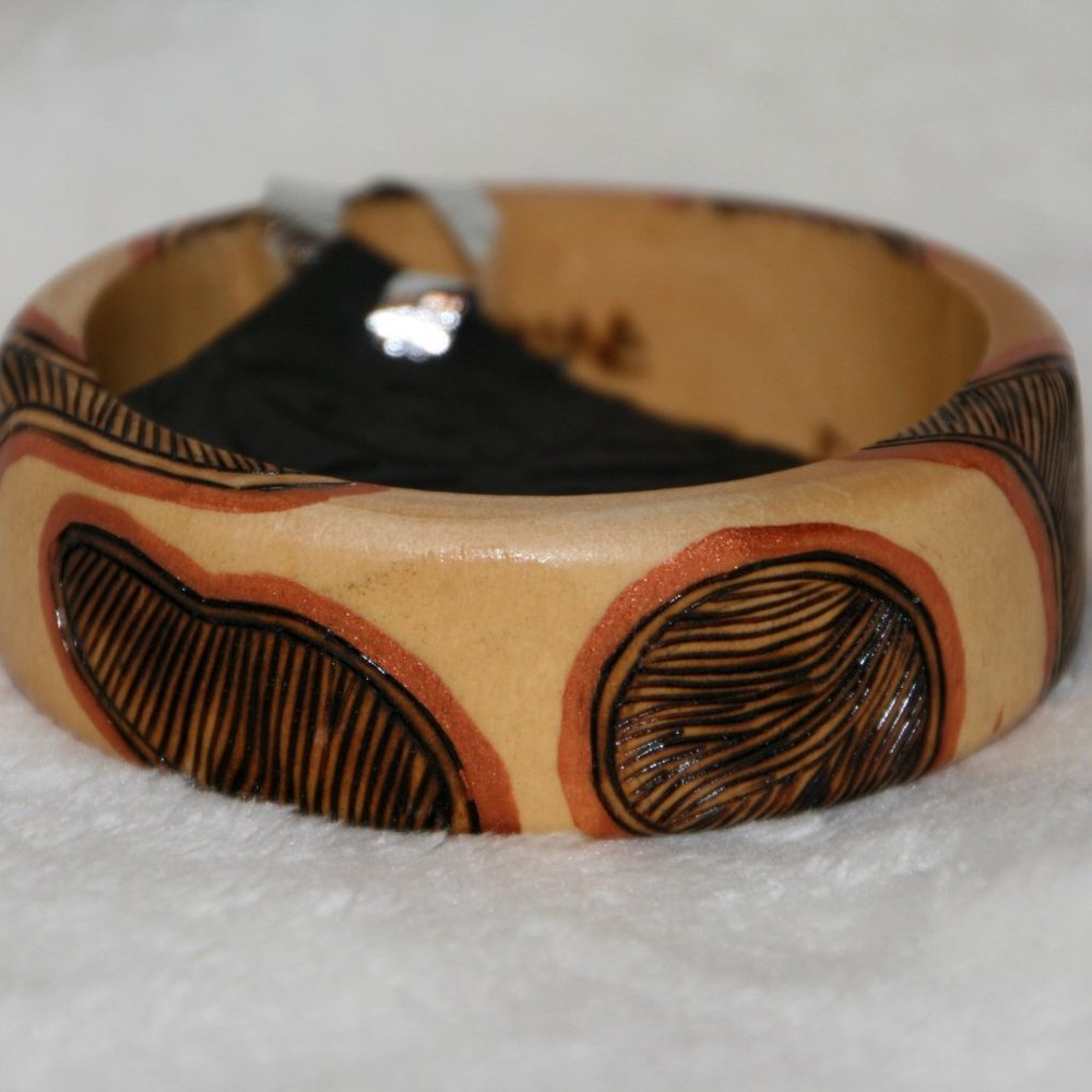 Wood burned & Hand-Painted Copper Brown Bracelet